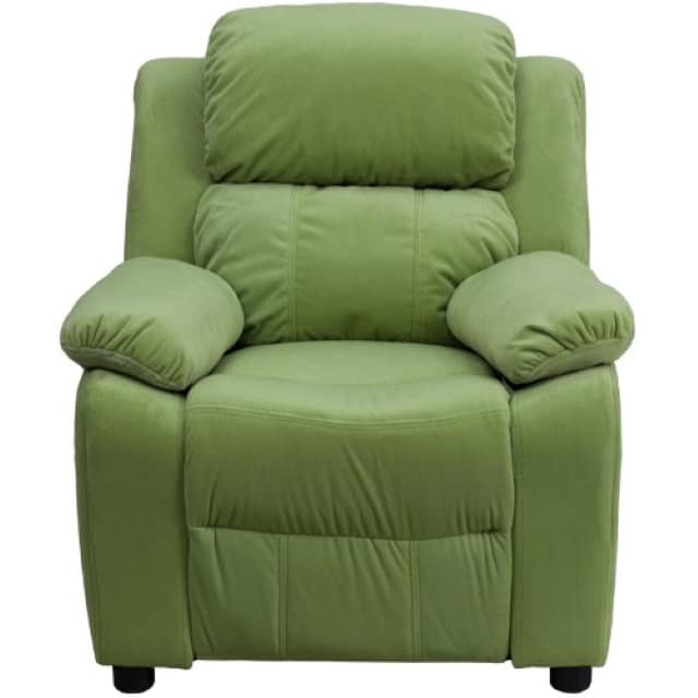 Flash Furniture Padded Avocado Microfiber Kids Recliner with Storage Arms