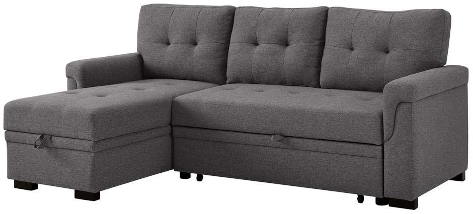 Lilola Home Lucca Linen Reversible Sleeper Sectional Sofa